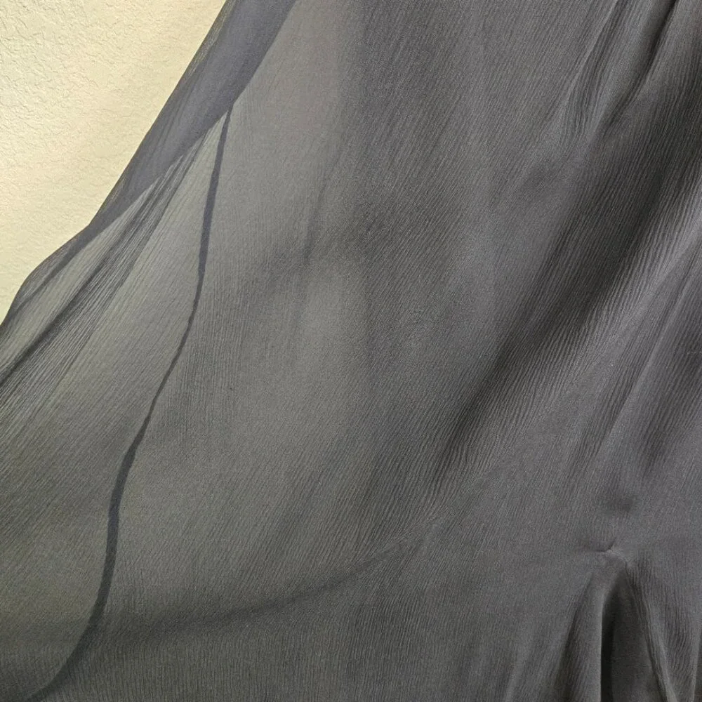 NWT Polo Ralph Lauren Black Sheer 100% Silk Overlay Dress w/ Tie Open Back Sz 10 - Picture 6 of 8